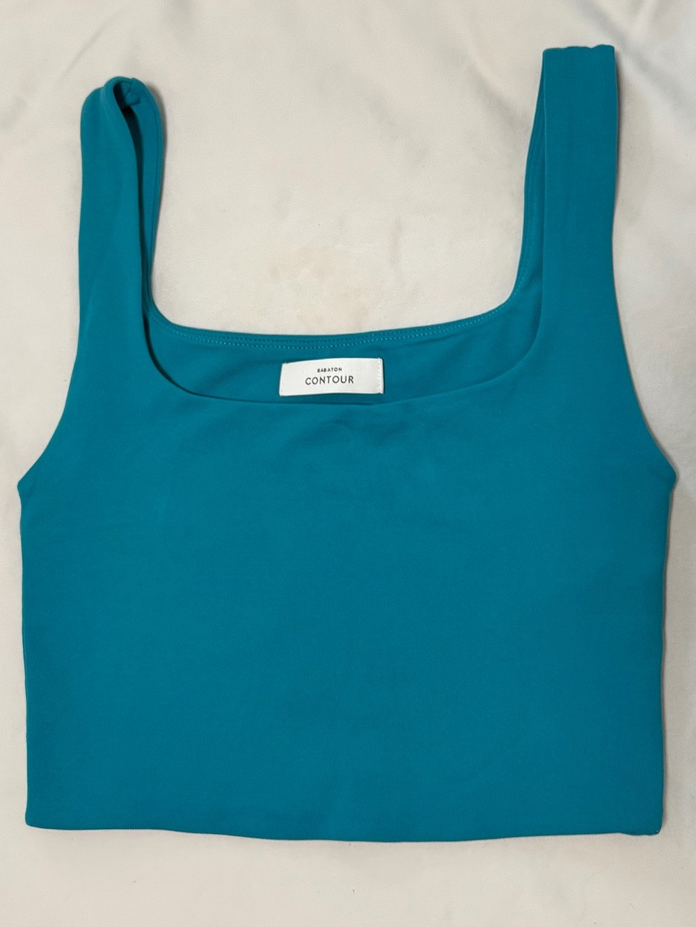 Babaton Contour Tank Top XS Teal Blue Green Square Neck Fitted Sleeveless